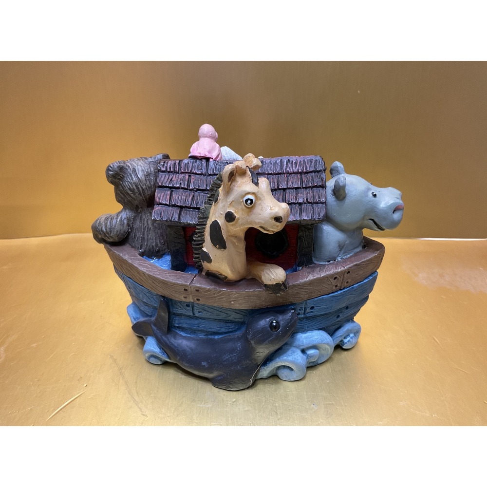 Vintage 1994 Figi Graphics Noahs Ark Resin Trinket Box BX BS 101 Animal Figurine